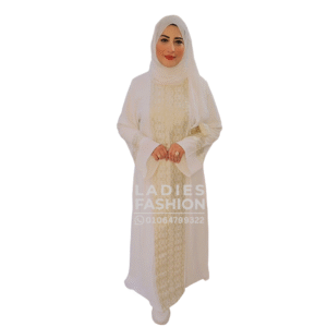 عباية عمرة بيضاء بتطريز ذهبي
