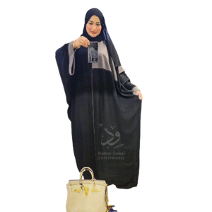 عباية سوداء مع تداخل لون رمادي