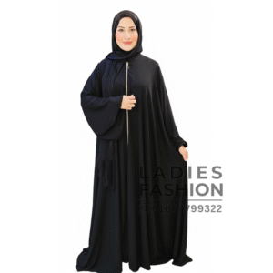 عباية سادة بسوستة أمامية-أسود