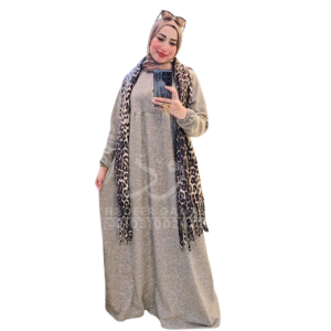 فستان شتوي ريب مضلع-كافيه