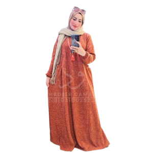 فستان شتوي ريب مضلع-طوبي