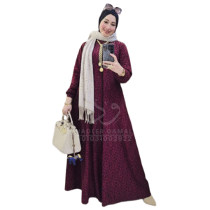 فستان شتوي بنقشة تايجر-برجندي