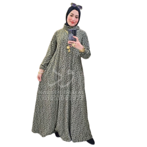 فستان شتوي بنقشة تايجر-منت جرين