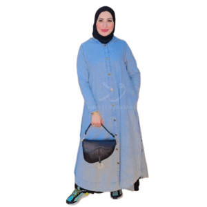 جاكيت بأزرار جانبية-جينز ثلجي فاتح