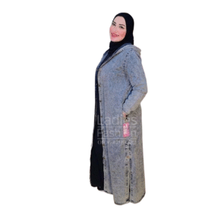 جاكيت بأزرار جانبية-جينز محجر